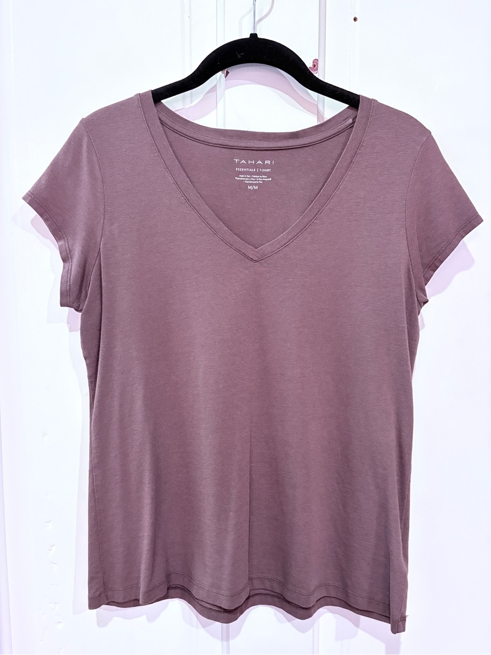 Tahari Brown Short-Sleeve V-Neck Tee